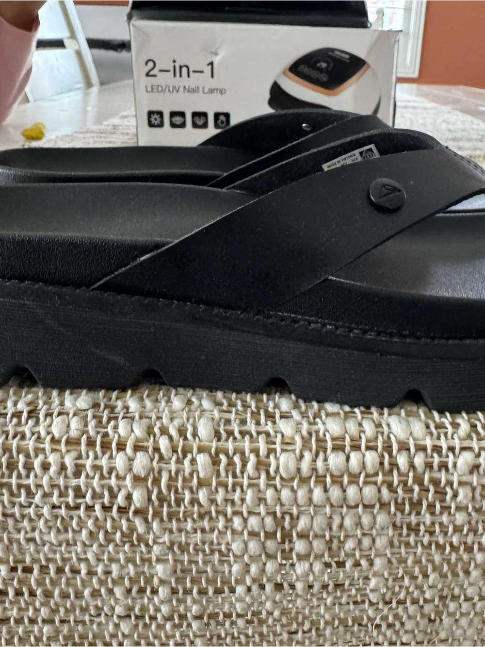 Reef Black Platform Slide Sandals